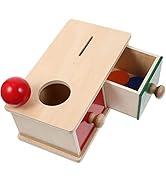 Toyvian Montessori Wooden Toys, 2 in 1 Montessori Object Permanence Box Ball Drop Toy Montessori ...