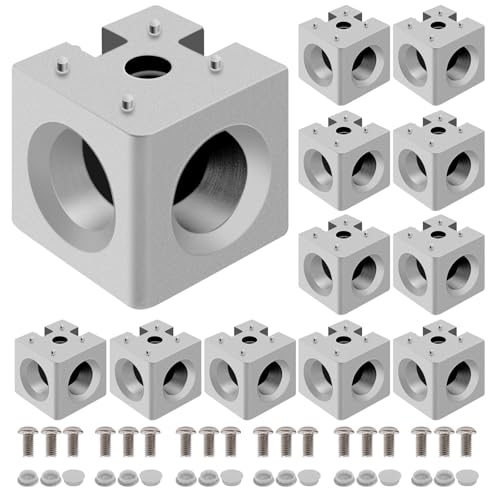 Image of 12pcs 3030 3-Way Corner Cube 3030 Extrusion Hardware T-Slot V-Slot Accessories with Screws and Nuts for 3030 Aluminum Extrusion Connector 3D Printer Accessories Silver