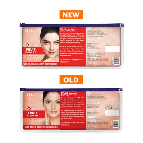 VLCC Salon Series Fruit Facial Kit - ( 6 Facials ) - 300 g | At Home Fruit Facial | Tightens Skin, Lightens Dark Spots & Brightens Skin Tone | Papaya, Cucumber, Peach, Orange & Green Apple.