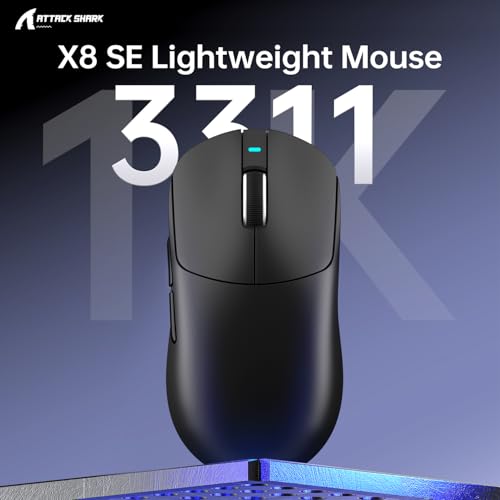 ATTACK SHARK X8SE Mouse for Large Hand, 55g Superlight, PixArt PAW3311 Gaming Sensor, BT/2.4G Wireless/Wired, Adjustable DPI up to 25000, 500mAh Battery (Black) – Bild 4