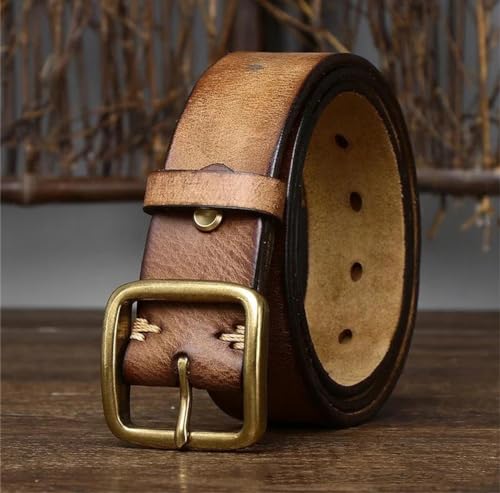 3.8CM Genuine Leather Belt For Men Fashion Design Copper Buckle Jeans Cowskin Casual Belts Cowboy Waistband2