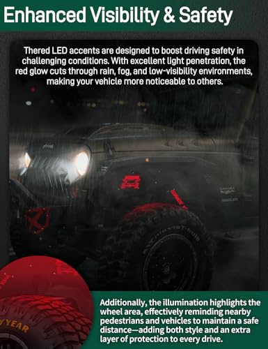 Image of JROAD Inner Fender Front Fender Liners Compatible with Jeep Wrangler JK JKU Aluminum,with 4 LED Lights for 2007-2018 Wrangler Accessories JK JKU Sport Sahara Rubicon 2 /4 Doors