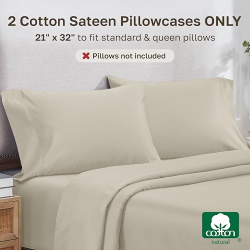 Image of California Design Den 800 Thread Count 2-Pack Pillowcases Queen, Beige