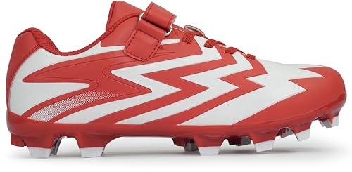 Sooneeya Kids Baseball Shoes Firm Ground Cleats with Grips Red 6 M Big Kid by Sooneeya - Used condition - Image 4
