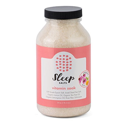 Sleep Salts Vitamin Soak Bath Blend With Organic Essential Oils, Echinachea, and Rose Hips, 22 Ounce Jar