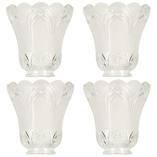 Image of Clear & Frosted Ceiling Fans Light Covers Glass Shade, Transitional Style Replacement Glass Shade with Standard 2-1 /8 inch Fitter Size, 4-4 /5 inch high x 5 inch Diameter, Pack of 4