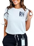 ROSSOSSOR Personalized RN Nurse T-shirt for Women Custom Registered Nurse Shirts Design Your Own Nursing Graphic Tees with Name
