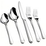 KIKCOIN 40 Pack Silverware Set for 8, Balanced Weight Stainless Steel Flatware Set, Mirror Polished Spoons And Forks Knife Set, Heavy Duty Cutlery Utensils Set for Home Kitchen Restaurant Wedding
