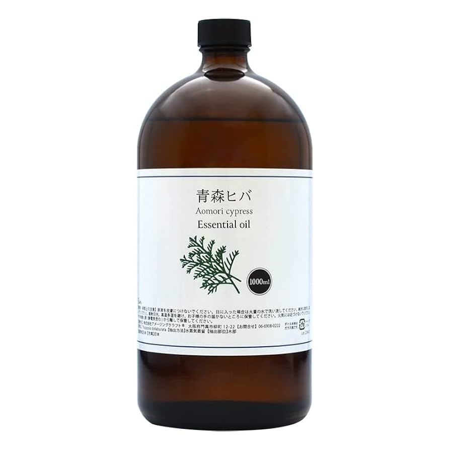 天然青森ひば精油 1L×4本セット/産地直送！青森ひば油/エッセンシャルオイル Amazon | 業務用 青森ひば油 1000ml ヒバオイル | Sin