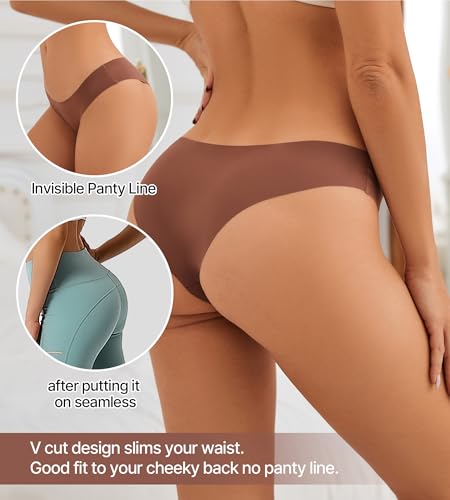 No Show Underwear Women Soft Seamless Bikini Panties Invisibles Breathable V Cut Cheeky 6 Pack2