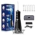 Irrigadores Bucales con LCD pantall , 5 modos 7 lboquillas Multifuncionales, IPX7 resistente al agua Irrigador Dental, Capacidadde 260 ml negro