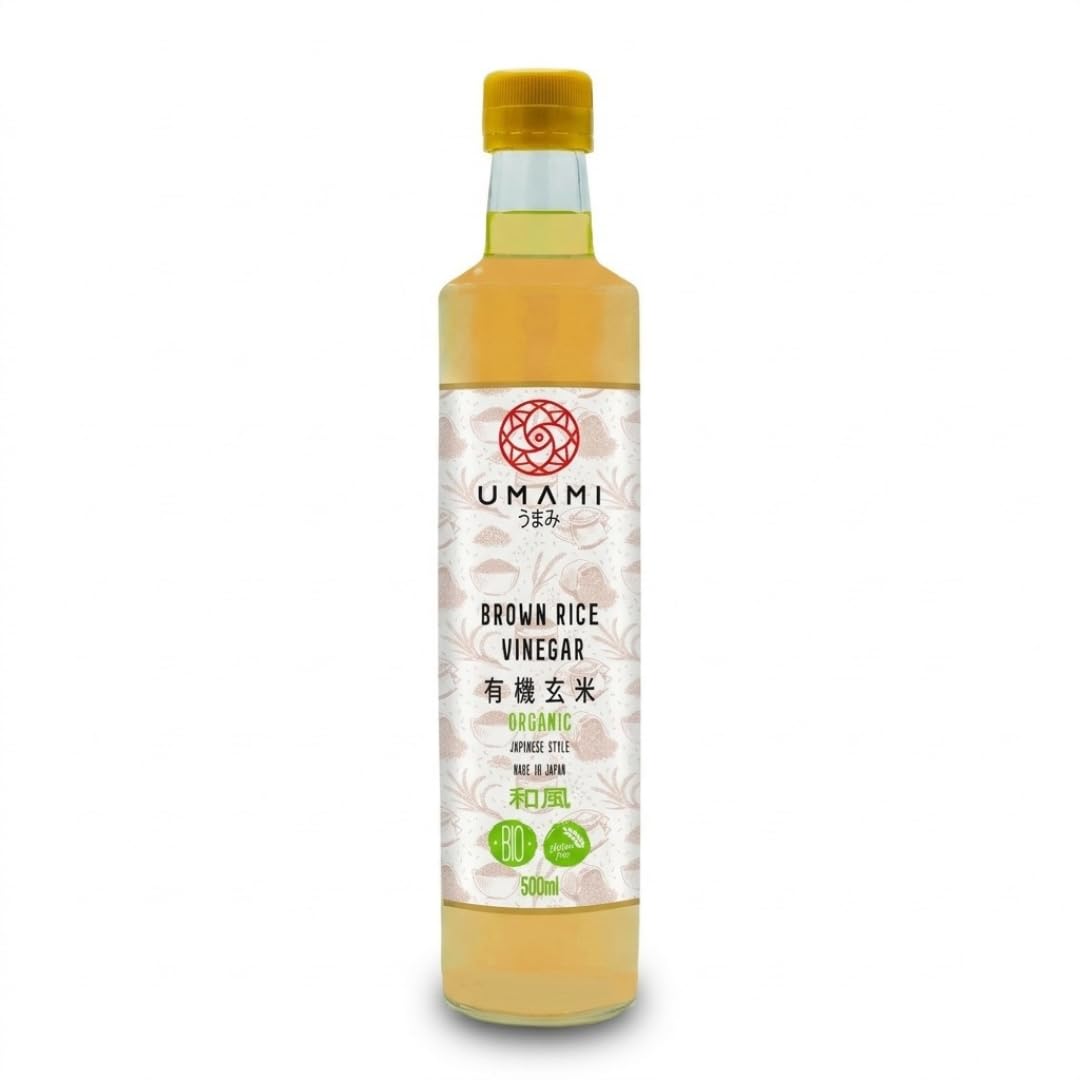 Umami Vinagre de Arroz Integral BIO 500ml - Fabricado en Japón - Fermentación Natural - Ideal para Sushi, Macrobiótica y Aliños - Metodo Premium