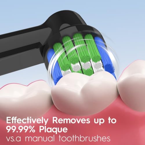 8 Pack Replacement Toothbrush Heads Compatible with Oral B Braun Pro 500, Pro 1000, Smart 1500, Genius X Electric Toothbrushes, Soft High-Density Bristles, Black - 1