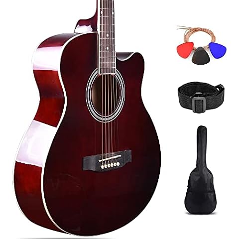 Kadence Frontier Acoustic Guitar - 40" Die cast Keys, Spruce Wood Finish Acoustic Guitar (Brown) - Acoustic Guitars with Strings, Strap, Picks and Bag Cover