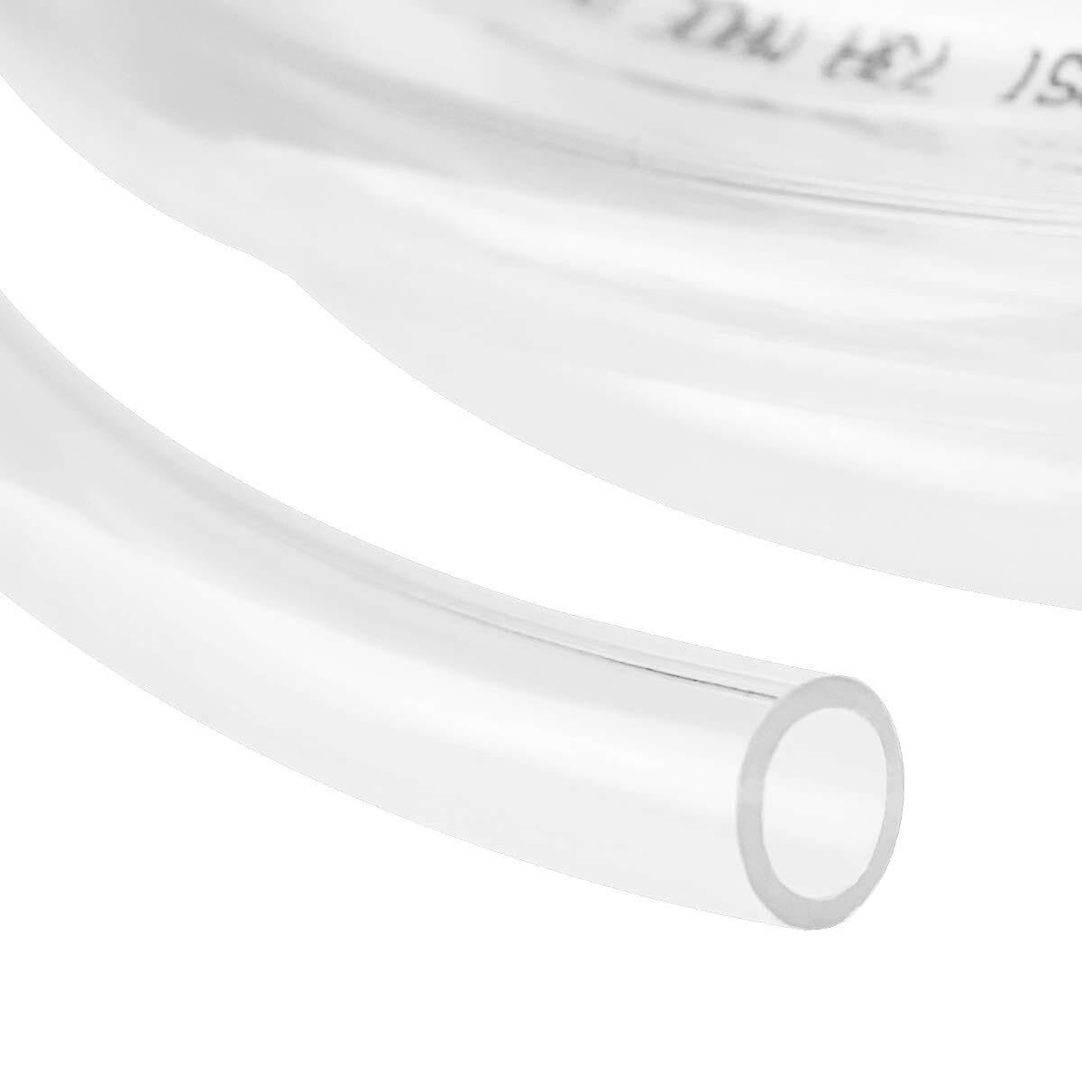 Tubería de vinilo transparente 1/4" I.D. x 3/8" O.D. 25 pies, manguera flexible de PVC híbrido, tubo de plástico ligero resistente a los rayos UV y a productos químicos, libre de BPA y no tóxico(50',I