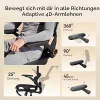 SIHOO B100 Bürostuhl, Bürostuhl Ergonomisch mit Adaptive Lendenwirbelstütze – Ansicht 5