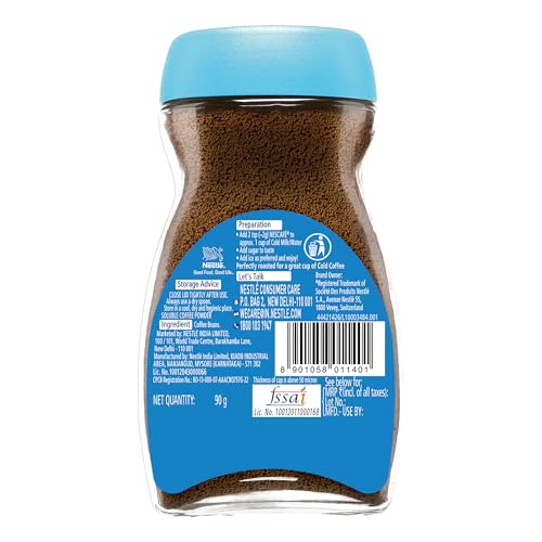 NESCAFE Ice Roast | Instant Coffee Powder for Cold Coffee Lovers | Easily Dissolves in Cold Milk | 90g Jar