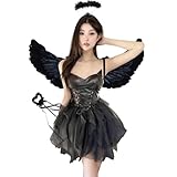 [KALAOK] 仮装 レディース 黒天使 ブラック ハロウィン クリスマス 写真撮影 文化祭 黒 M