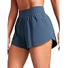 CRZ YOGA High Waisted Split Running Shorts 3″ | Mesh Liner, Quick Dry, Lightweight, for Women