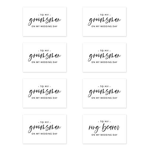 Andaz Press Groomsmen Wedding Day Gift Cards Set with Envelopes Set of 8 Modern On My Wedding Day Cards Ring Bearer Thank You Cards for Wedding Day Bulk Thank You Gift Cards 4 x 6-Inch