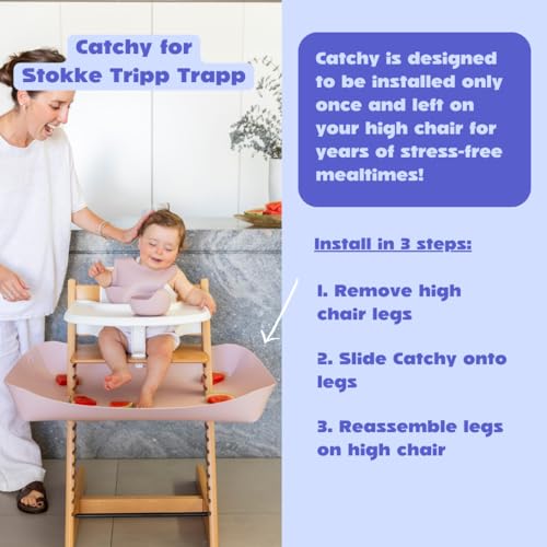 Image of CATCHY -Food Catcher-Compatible with Stokke Tripp Trapp High Chair +11 Other High Chairs-Highchair Sold Separately-Baby & Toddler Food & Mess Catcher-Premium Linen Inspired -Under High Chair Accessory | High Chair Food Catcher - High Chair Sold Separately - Baby & Toddler Food & Mess Catcher - Under High Chair Accessory