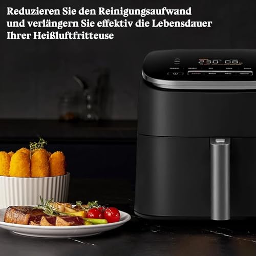 ZOCONE Edelstahl Spritzschutz Kompatibel mit Cosori Airfryer 5,5L/6,0L/6,2L Magnetisch Spritzschutz Heißluftfritteuse Fettspritzschutz Airfryer Zubehör Spritzschutzgitter Kompatibel mit Philips 6,2L