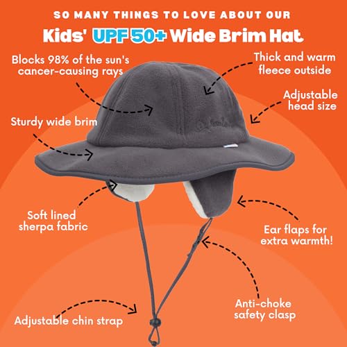 SwimZip UPF 50+ Sun Protective Kids' Wide Brim Fleece Winter Sun Hat3