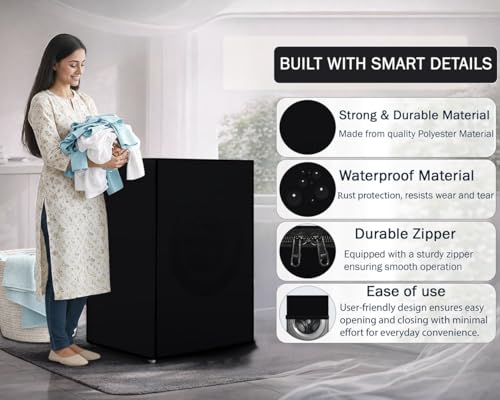 Image of Stylista Washing Machine Cover Compatible for IFB 6.5 Kg Fully-Automatic Front Loading Elena ZX Black Solid