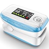 Alecaremed YM504 Pulse Oximeter, 4 Color TFT-OLED 20 × Memory Oxygen Monitor Fingertip, Blood Oxygen Saturation Monitor with Alarm, Batteries and Lanyard (Blue)