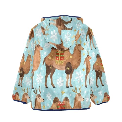 Christmas Camels with Pattern Toddler Fleece Jacket Girl Boys Hooded Fleece Jacket Coat Warm Outwear Zip-up 3-10T2