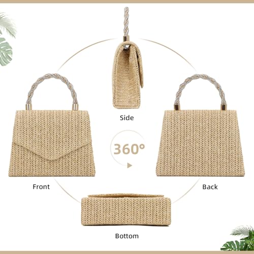 KUANG! Summer Straw Clutch para Mujer miniatura 5