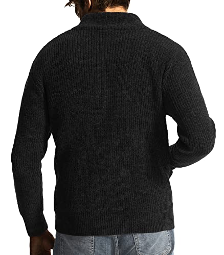 Surenow Mens Shawl Collar Cardigan Sweater Cable Knit Buttons Casual Sweater Fleece Long-Sleeve Chenille Sweater with Pockets2
