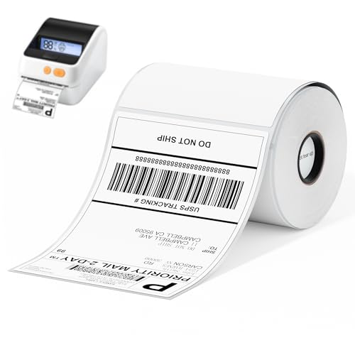Image of Phomemo 4x6 Shipping Labels for D421R Printer Only, 250 Labels per Roll, Thermal Shipping Labels with RFID Chip, Smart Auto-ID & One-Click Calibration, Shipping Supplies for Small Business & Home