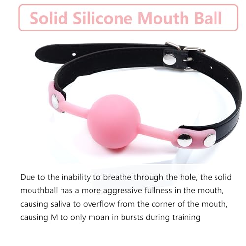 Image of Leather Restraints Ball Mouth Plug Silicone Bondage Ball Gag for Sex, BDSM Restraints Toys Sex Gag Muzzles (Pink) (P1)