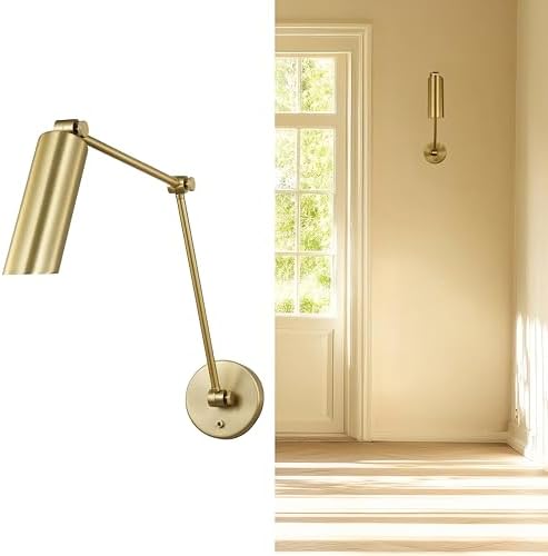 Scott Living 1-Light Frasar Modern Wall Sconce in Satin Brass Finish with Satin Brass Shade DJW1131SB, Vanity Light for Bathroom Decor, Bathroom Lighting Fixture Over Mirror for Home Improvement