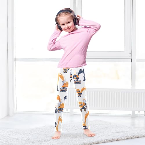 Bolaz Toddler Girls Leggings Printed Yoga Pants Leggings Orange Excavating Machinery for Kids4