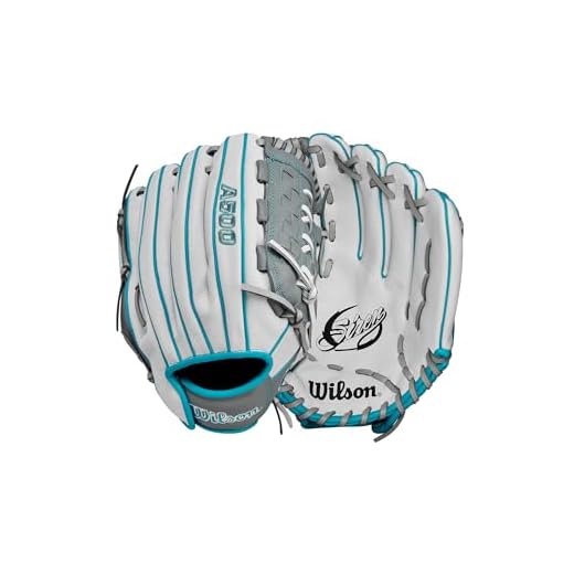 Wilson 2024 A500™ Siren™ 11.75” Youth Infield Fastpitch Softball Glove - Rigth Hand Throw, White/Grey/Teal