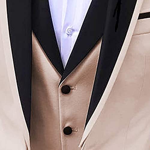 JEsilunmaMY Mens Slim Fit Business Suits Casual 1 Button Shawl Collar 3 Piece Blazer Sets Wedding Prom Jacket Vest & Pants2