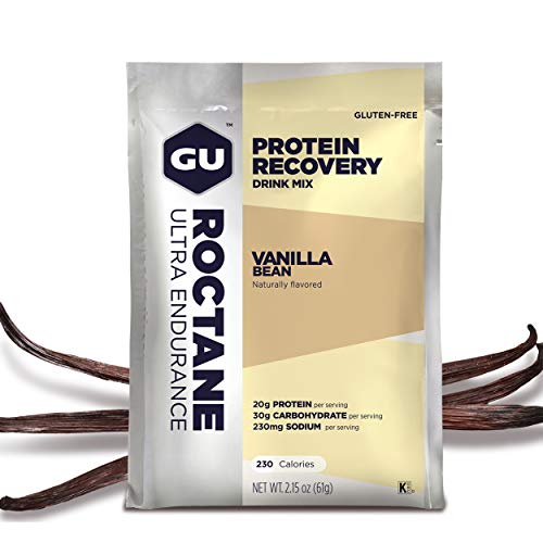 GU Energy Roctane Ultra Endurance Protein Recovery Drink Mix, 10 Single-Serving Packets, Vanilla Bean