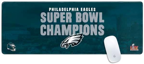 Skinit Large Gaming Mouse Pad - Officially Licensed Eagles Super Bowl LIX Champions Design with Stitched Edges, Waterproof, Non-Slip Rubber Base, Desk Mat for Keyboard & Mouse, 31.5" x 11.8" inches