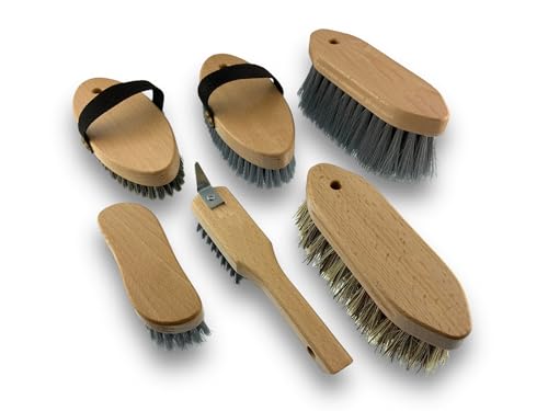 Kit Complet pansage Cheval | Lot de 6 brosses d’équitation Haut de Gamme | pour Cheval et Poney...