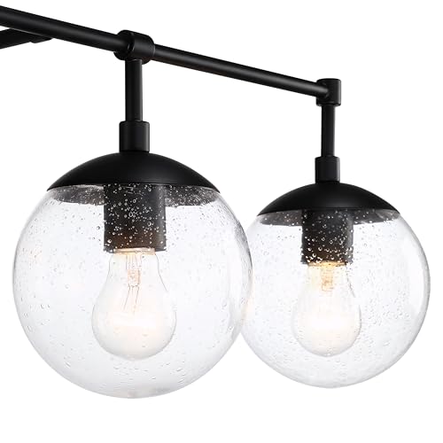 Image of Design House Gracelyn 4-Light Dimmable Bathroom Vanity Light, Seeded Glass, Matte Black, 31.52 in W x 8 in D x 11.45 in H, 589572 | Dimmable, Wall Mount, Contemporary /Modern, Steel, Lighting, 589572