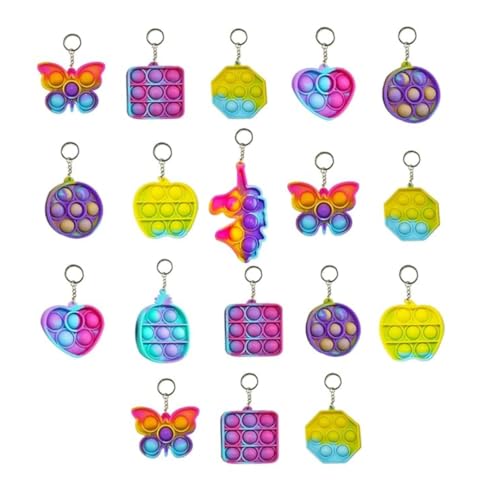 FUNTUNE Popit Keychain - Return Gifts for Birthday Celebration | Pop It Fidget Toys for Kids and Adults | Stress Relief Bubble Key Ring (Pack of 18)