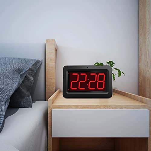 Kjyapson Digital Wall Clock, 3,2'' Led Large Display Alarm Clock, 2-Level Auto Dimming, 2 Ways Of Power (Usb Or Battery), 2 D Cell Batteries Last About 12 Months，For Bedroom #TOP7
