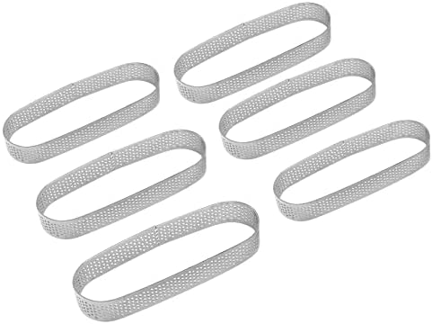 Tavrolet 6PCS Oval Tart Ring Stainless Steel Perforated Mold Mousse Ring Dessert Cake Decorating Mousse Mould Bakeware