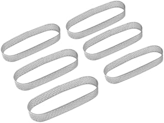 Tavrolet 6PCS Oval Tart Ring Stainless Steel Perforated Mold Mousse Ring Dessert Cake Decorating Mousse Mould Bakeware