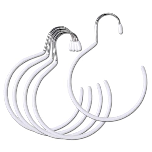 Dtoterul Gürtel Ring 5 Stück Kleiderbügel Gürtelhalter Schalhalter mit Haken Krawattenhalter Huthalter Schalaufhänger Haken Gürtelringe Huthalter Haken Gürtelringe für Kleiderschrank,Weiß