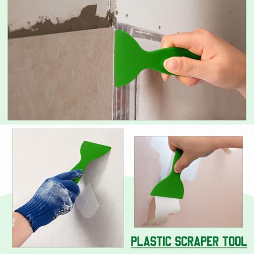 Image of Tallew 9 Pcs Plastic Scraper Set Paint Tool Non Scratch Putty, Green
