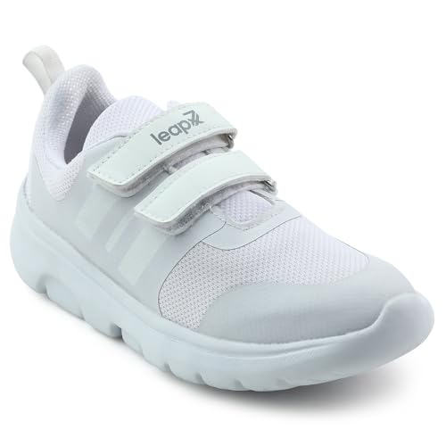 Image of Liberty Leap7x TRIVSKO-2E Lacing /Non-Lacing Uniform School Shoes for Kids - Black & White | Lightweight & Comfortable Outsole | Memory Foam Insole | Quick Wear Velcro /Lace-Up Closure Cushioned Footbed