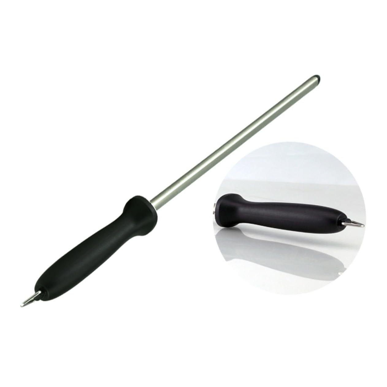 HOLIDYOYO Honing Steel Sharpening Rod with Ergonomic Rubber Handle for Kitchen and Chef Use and Efficient Sharpener Tool